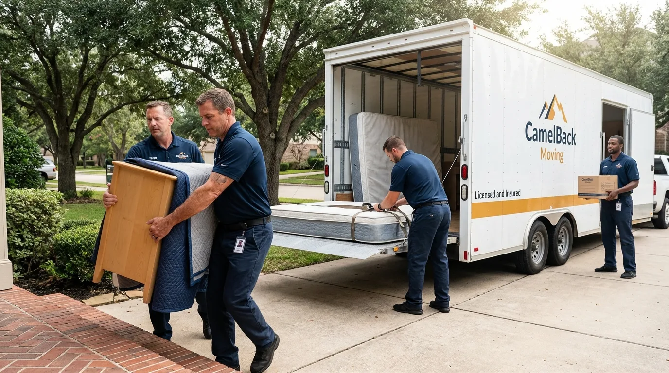 Crew loading residential truck for cross-state move from Union City, GA