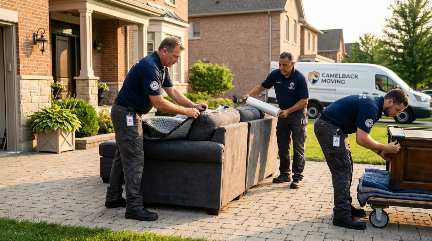 Large estate moving crew wrapping furniture in Union City, GA