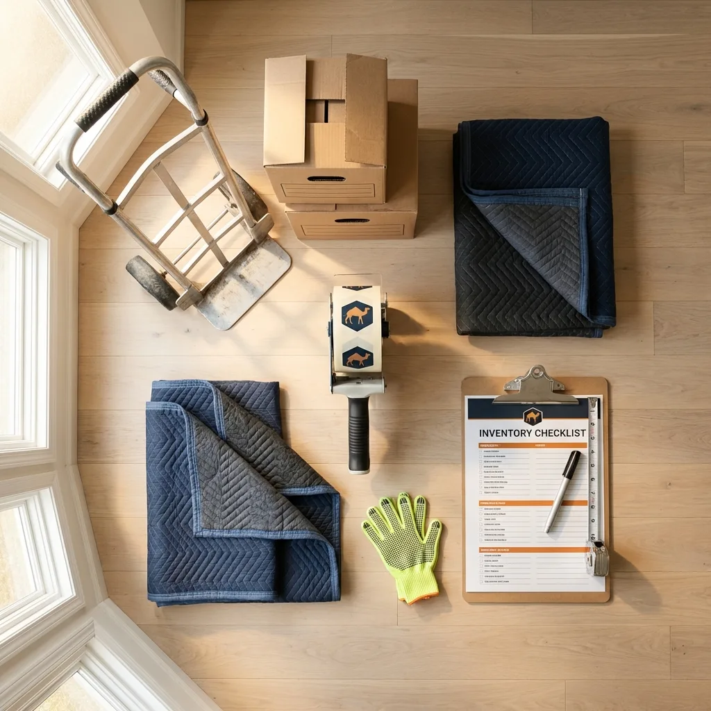 Professional moving supplies and packing materials layout for Union City residential relocations